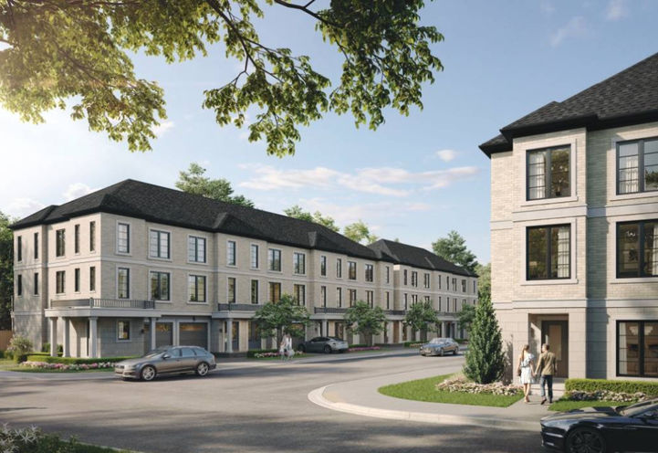 180 Towns Exterior View of Townhome Units in Winter