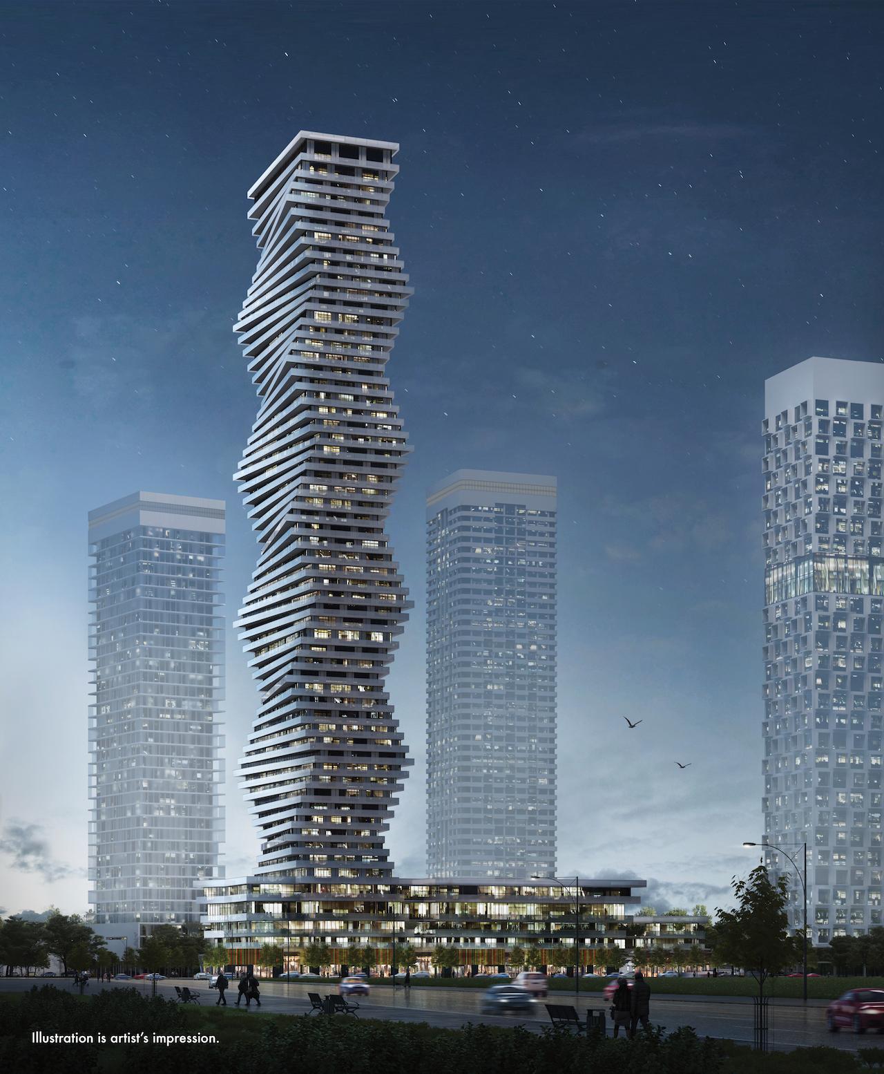 Night-time view of M City Phase 1, designed by Core Architects for Urban Capital / Rogers