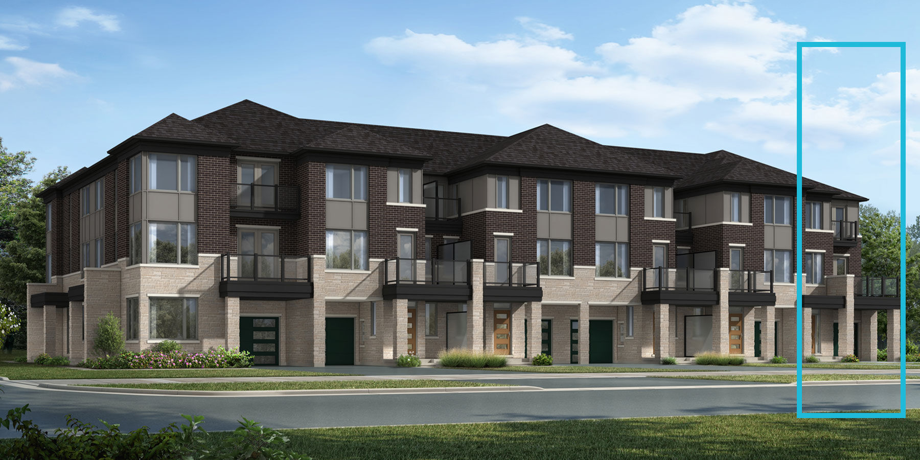 Town Homes with window and garage