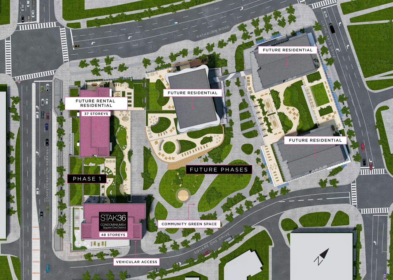 Site Plan of 4220 Living Arts Drive, Mississauga, designed by Arcadis for The Daniels Corporation, Oxford Properties Group and AIMCo