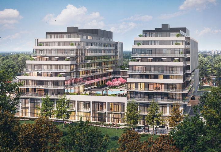 Reine Condos Exterior View of Building - Early Design