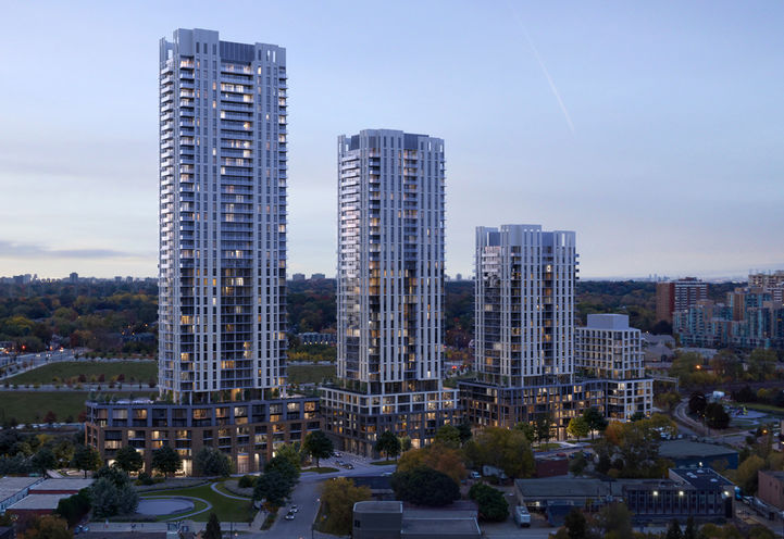Arcadia District Condos Skyline View of Tower Exteriors Former Design