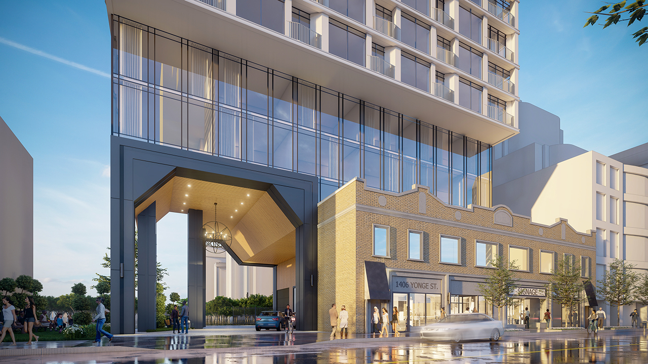 Previous Plan, Looking north to The Hill Condos at 1406 Yonge, designed by IBI Group for Metropia