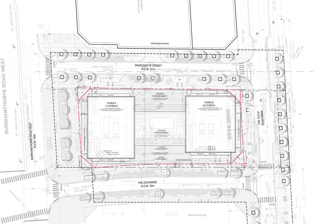Site Plan of 180 Burnhamthorpe Road West, Mississauga, designed by Arcadis for Emblem