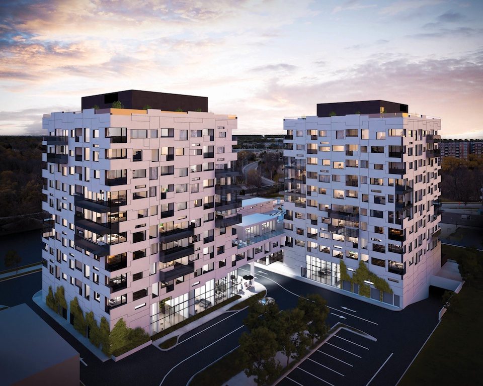 Previous Plan, Looking southwest to OpArt Lofts, designed by Teeple Architects for Storey Living