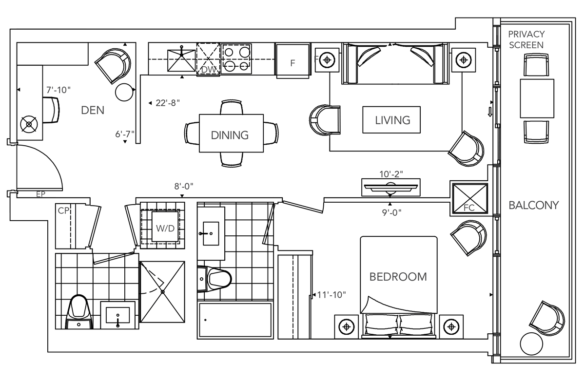 Floor plan of 1N+D