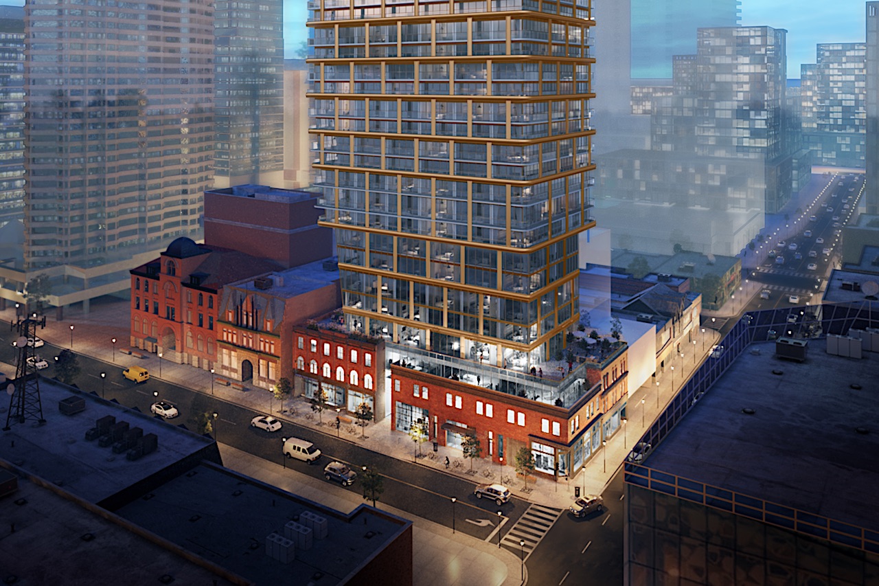 Looking northwest to 8 Elm, designed by IBI Group for Reserve Properties and Capital Developments
