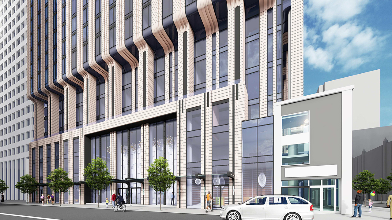 Looking southeast to 83- 95 Bloor West, designed by IBI Group for Parallax Investment Corporation