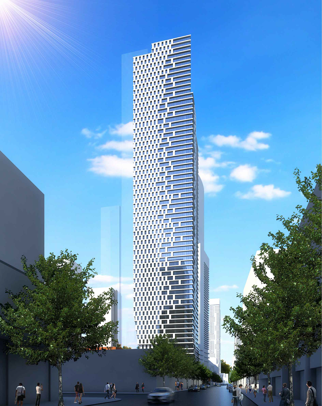 Looking northwest to 8 Elm, designed by IBI Group for Reserve Properties and Capital Developments