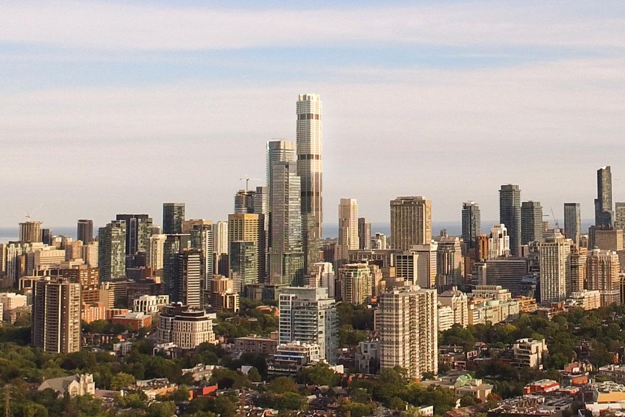 Looking west to The One, 94-storey version by Foster + Partners and Core Architects for Mizrahi Developments